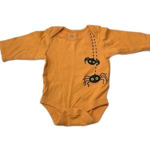 GAP | Unisex Baby Boys Orange Long Sleeve Bodysuit Shirt Spiders 0-3M